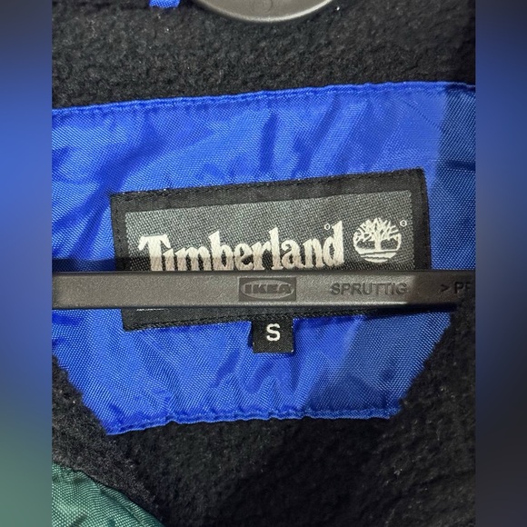 Vtg Timberland Nylon Jacket Coat Waterproof Fleece Lined Mens S Blue Green - Picture 7 of 15